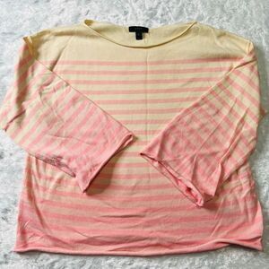 J. Crew Womens Champagne Jasmine Dip Dye Stripe Boat Neck Sweater Size Medium